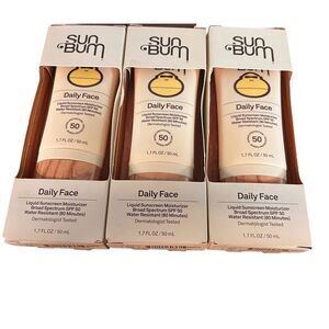 3 Sun Bum Daily Face Liquid Sunscreen Moisturizer, SPF 50 09/2025  beach summer